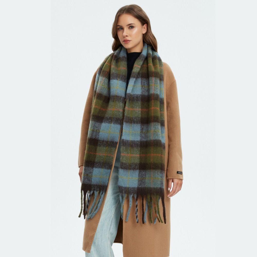 Plush Rainbow Tassel Shawl Mohair Winter Cashmere Scarves Retro Warm Wraps  Autumn Winter