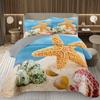 Starfish Bedspread Queen/Full Cute Ocean Creatures Quilted Coverlet 2/3 Piece Tropical Beach Theme Bedding Set for Teens Adult