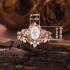 Retro Oval Moissanite Stackable Ring Set | Floral Vine Engagement Bride Ring Set In Rose Gold Color