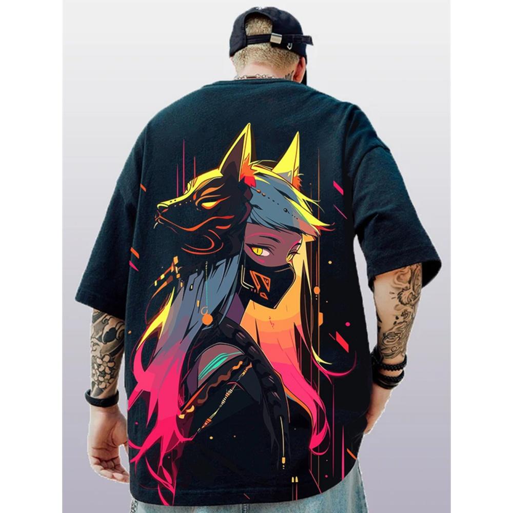 

Футболка с рисунком аниме-персонажа для мужчин, 3D-принт сексуальной красавицы, футболка в стиле Харадзюку, оверсайз, с коротким рукавом, с круглым вырезом, топ Y2k 6XL