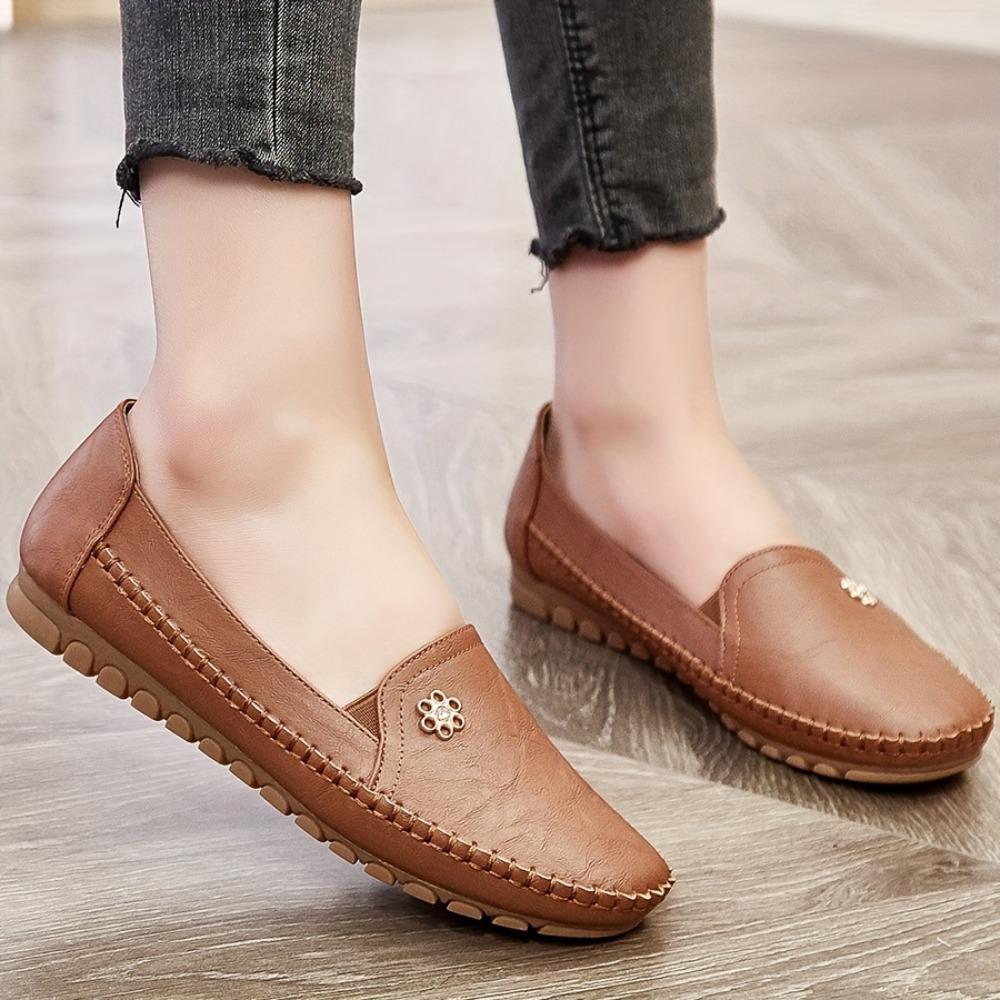 Ladies' Casual Shoes, Anti Slip Soft Soled Shallow Mouth Loafers, Spring and Summer Styles, Lightweight and Comfortable Flat Shoes for One Foot