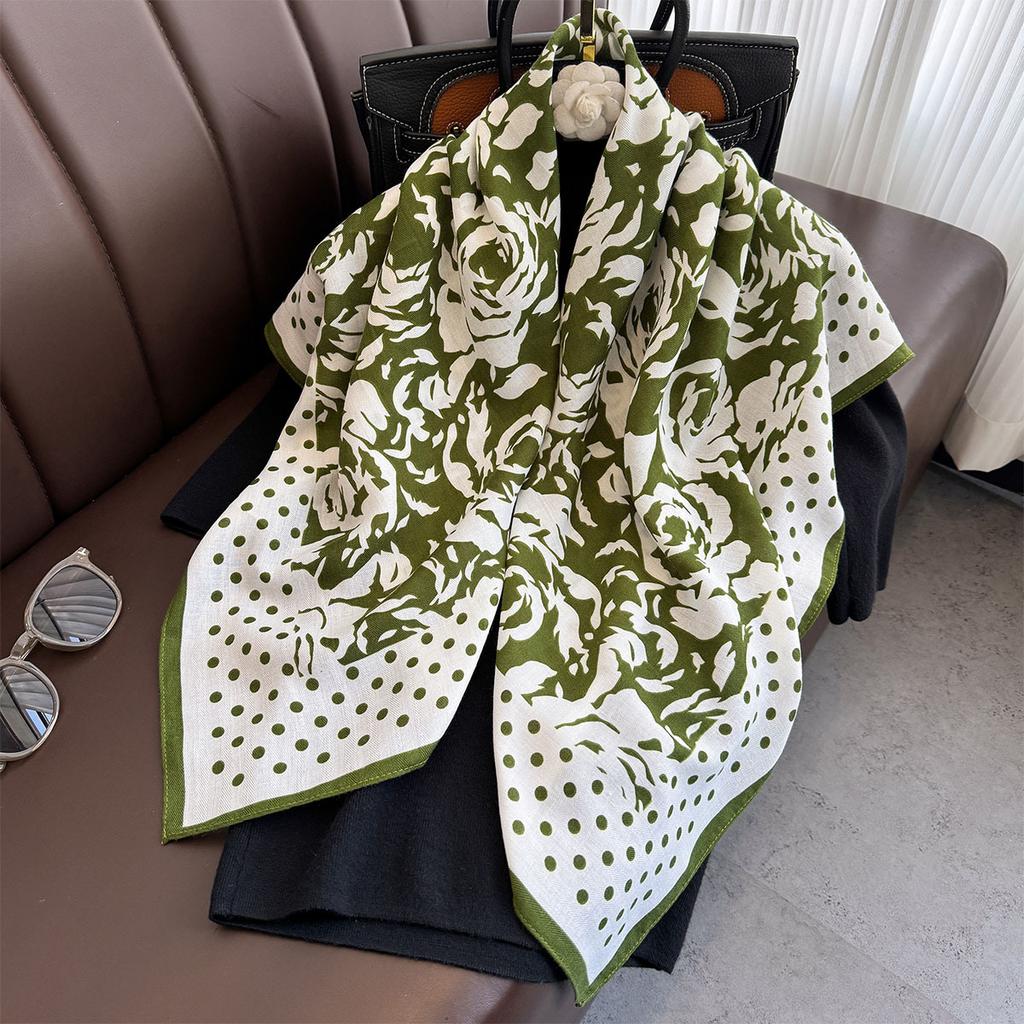 Camellia Scarf for Women with Light Luxury Temperament Decorative Scarf Neck Protection Scarf Versatile Trendy