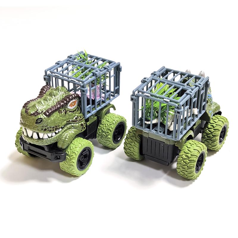 Dinosaur Truck Toys Inertia Car Monster Truck Transport Truck Toys with Dino Figures for Boys Toddlers T-Rex Dinosaur Games