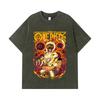 275 GSM Washed T-shirts 100% Cotton One Piece V5 Luffy Gears Print Unisex Heavy Cotton T Shirt