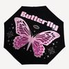 1pc Butterfly Pink Automatic Open/Close Umbrella, Portable Folding Umbrella, Compact Travel Umbrella for037