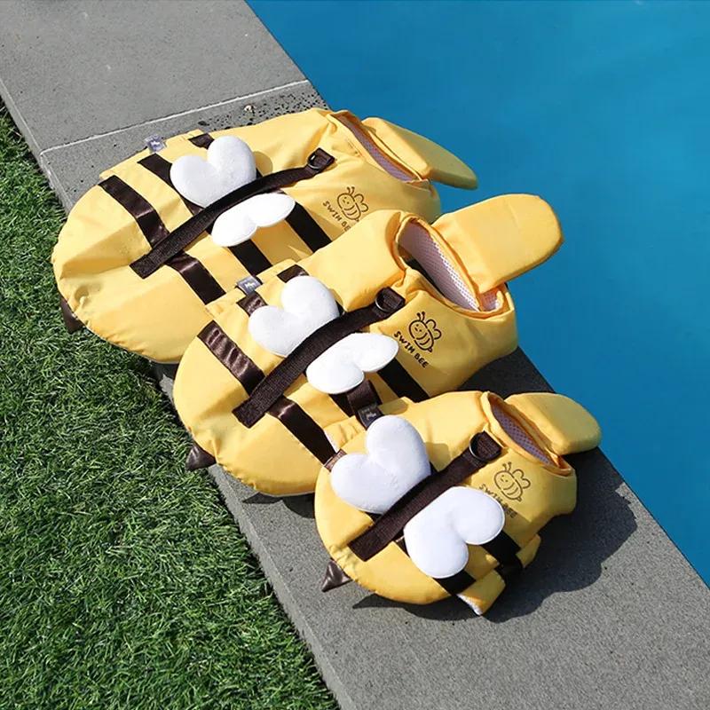 Summer Little Bee Hunde-Badeanzug, wasserdicht, für Welpen, Schwimmweste, atmungsaktive Hundekleidung, Geschirr, Schwimmsicherheit für Hunde, Haustierbedarf