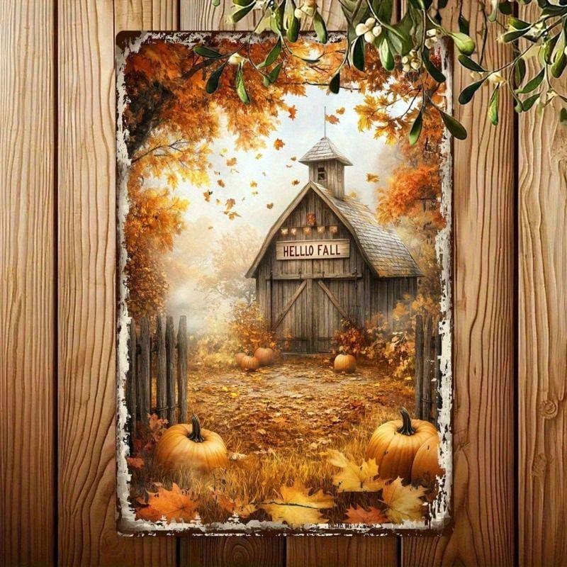

Vintage Fall Leaves Metal Poster Wall Art