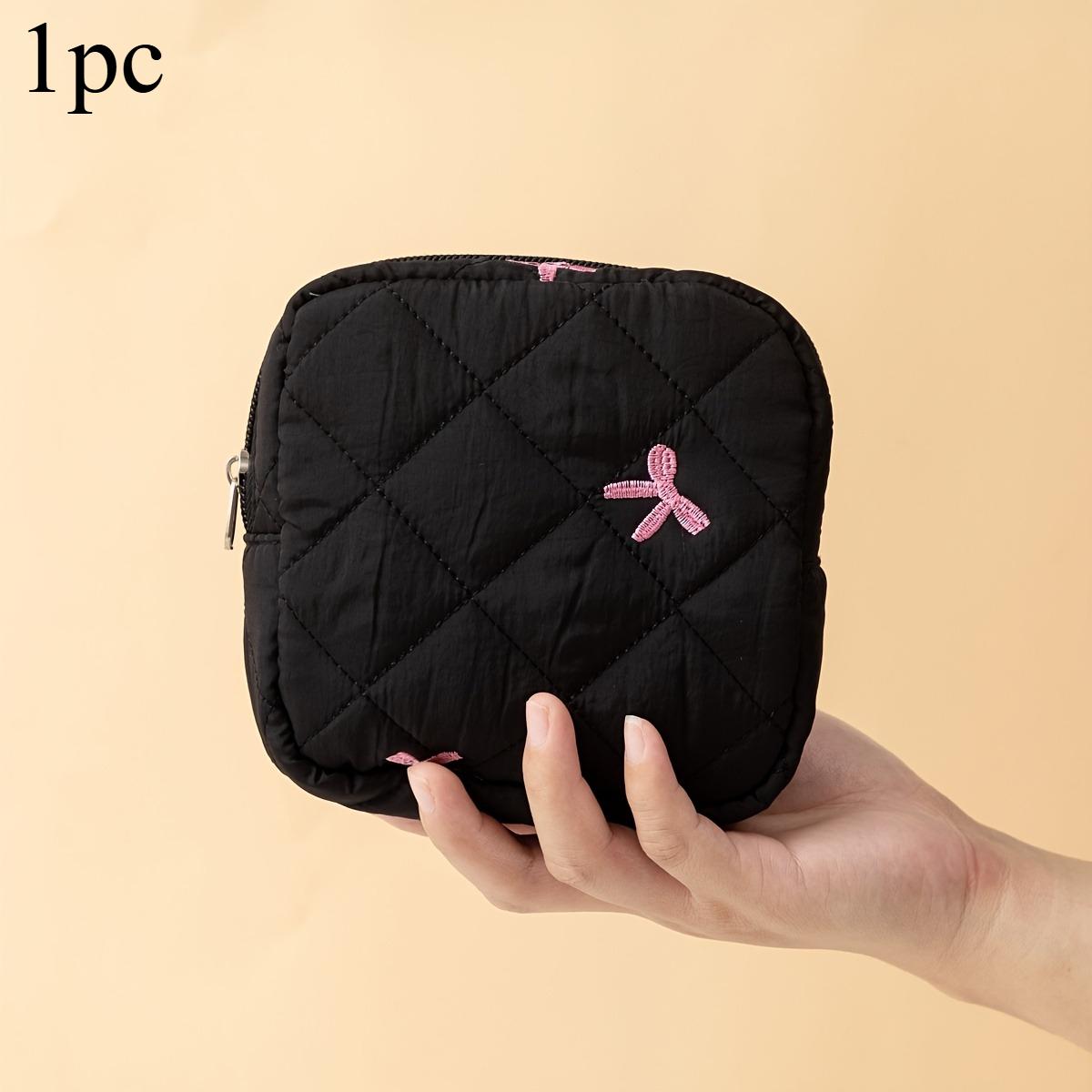 

Cute Bow Butterfly Sanitary Napkin Storage Bags Large Capacity Cartoon Portable Physiological Period Tampon Organiser Bag Pouch 1pc чорний