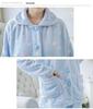 Women's Coral Fleece Pajamas: Warm, Thick Cardigan Lapel Homewear Set for Autumn and Winter