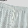 INCERUN Men Striped Print Pants Casual Elastic Waist Long Trousers
