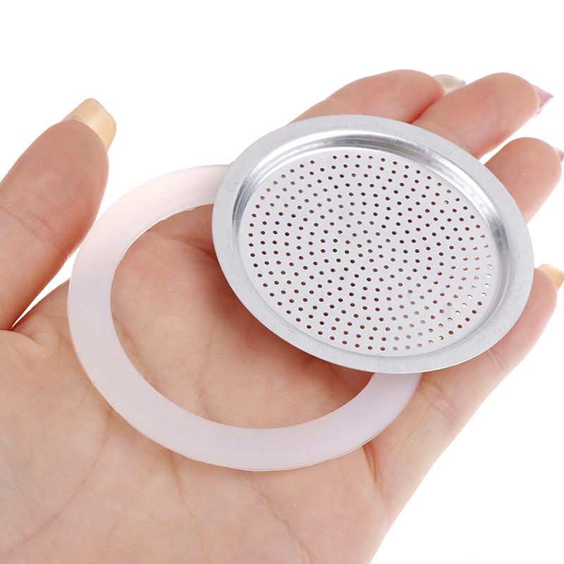 Silicone Gaskets + Aluminum Filter Moka Pot Coffee Bottle Replacement Compatible