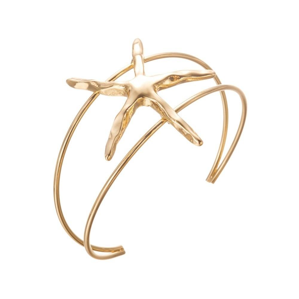 Punk Conch Shell Starfish Bracelet Gold Color Adjustable Open Arm Bangle Exotic Style Bohemian Armband Arm Accessories