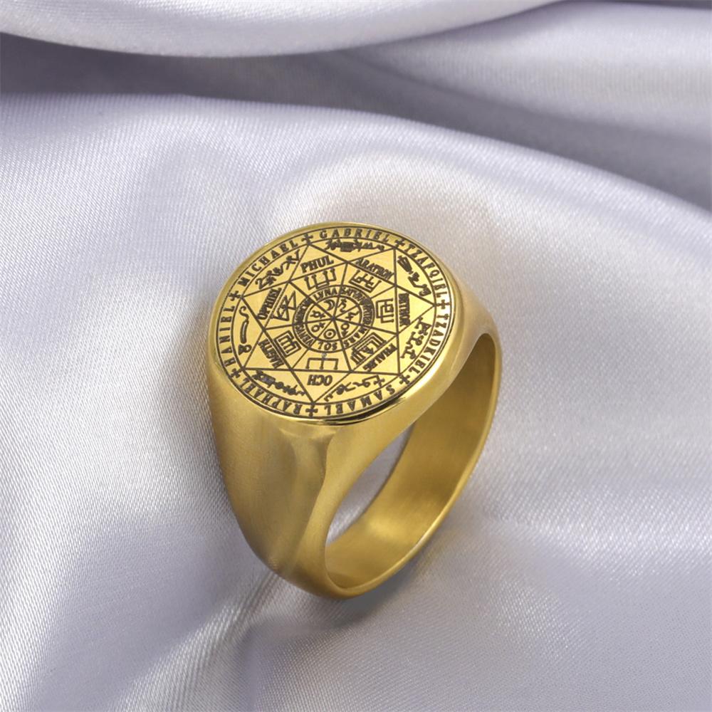 EUEAVAN Zegel van De Zeven Aartsengelen Ring Salomo Kabbala Talisman Hexagram Ringen voor Mannen Geheimen van het Universum Amulet Sieraden