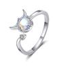 925 Sterling Silver Little Devil Moonstone Ring for Women Korean Style Adjustable Fresh Index Finger Pinky Ring Fashion Jewelry