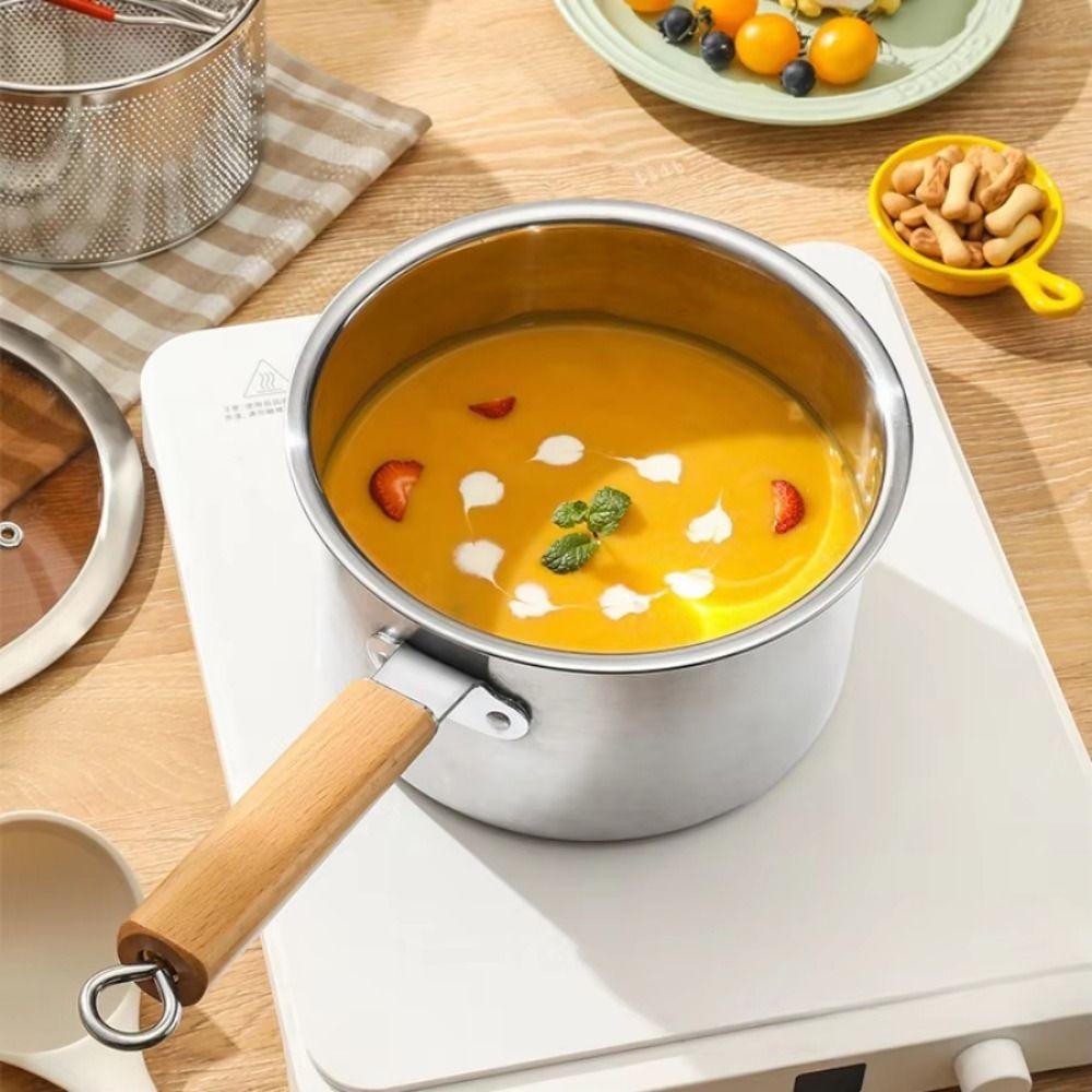 Non Stick Deep Fryer Pot with Strainer Strainer Basket Baby Food Supplement pot  Home