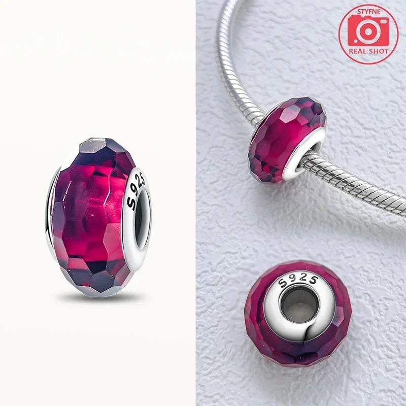 Real Coppercolored Shiny Murano Glass Beads Round Charms Fit Original Bracelet Diy Fine Jewelry Gifts For Women