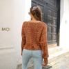 QICED Women's Fashion Casual Solid Color Print Autumn Winter Long Sleeve One Shoulder Loose Sweaters