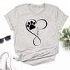 Women Dogs Paws Love Heart Printed T-shirts Fashion Summer Short Sleeve Lady Womens Clothes Tops T-Shirt Black Shirt Tees Female