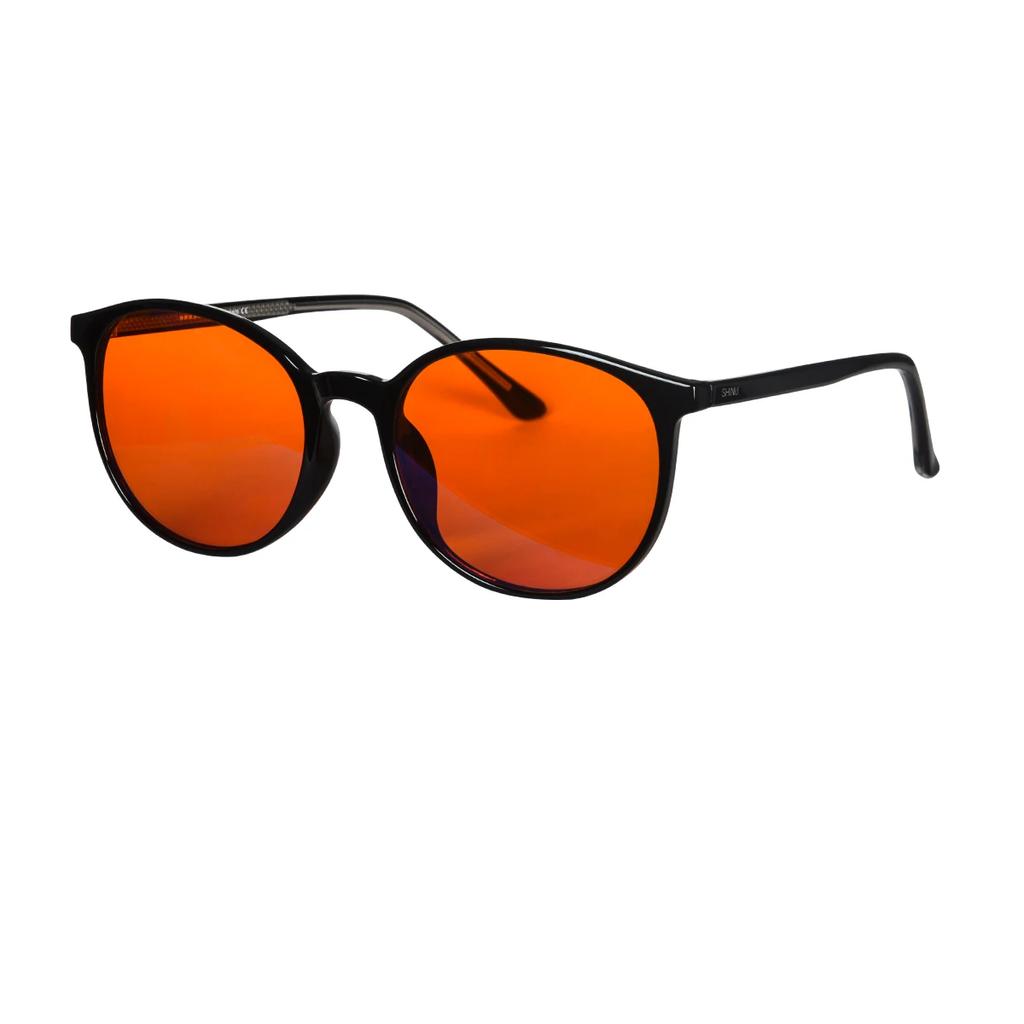 Shinu Rotbrille Blaulichtfilterbrille für besseren Schlaf Computerbrille Orangefarbene Gläser Damenbrille