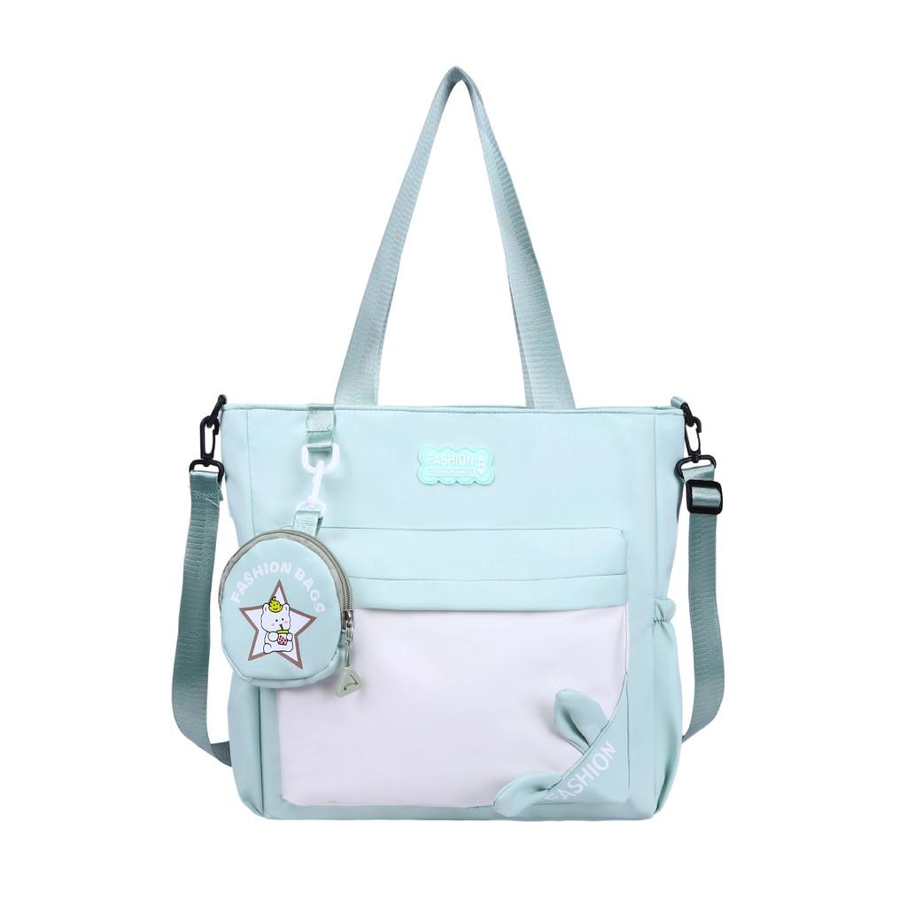 Simple Letter Rabbit Ear Design Large Capacity Shoulder Bag With Coin Purse For Daily Use