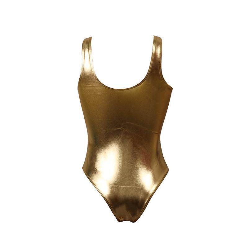 Women's Reflective Gold Silver Hot Stamping One-Piece Swimsuit