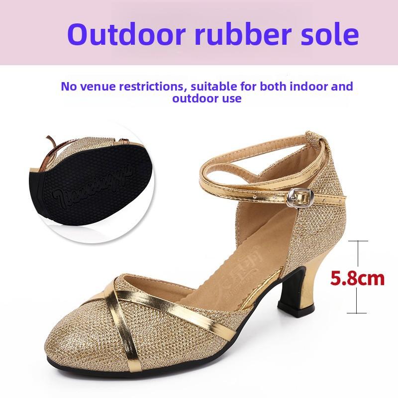 Professional Latin Dancing Shoes Women Soft Rubber Sole Closed Toe Fashion Modern Tango Ballroom Party Lady Latin Dance Shoes