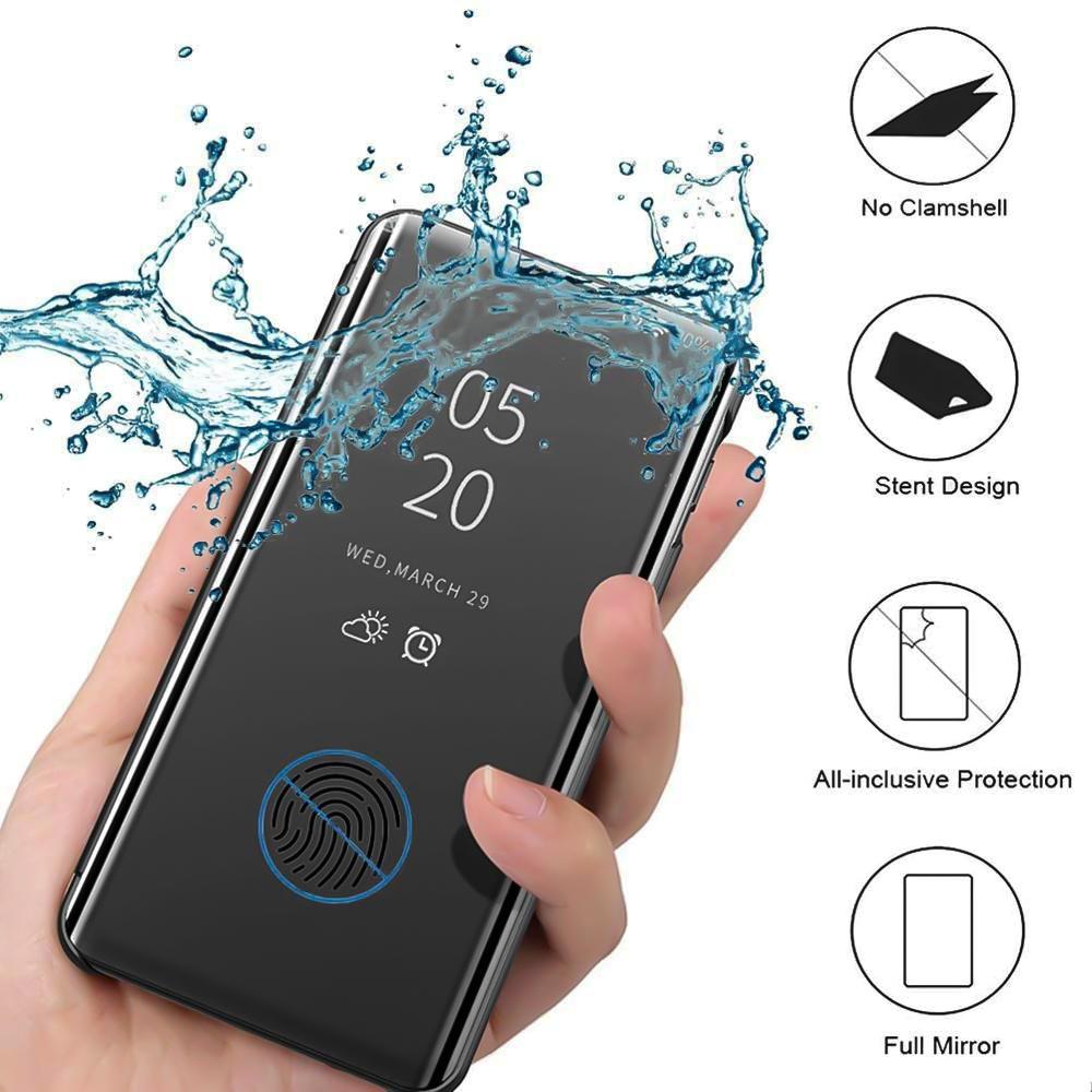 Luxury Mirror Smart Protect Case For Samsung S26 S25 Ultra S24 Plus S23 Plus S21 S20 FE S25 Edge Leather Flip Suppor Phone Cover