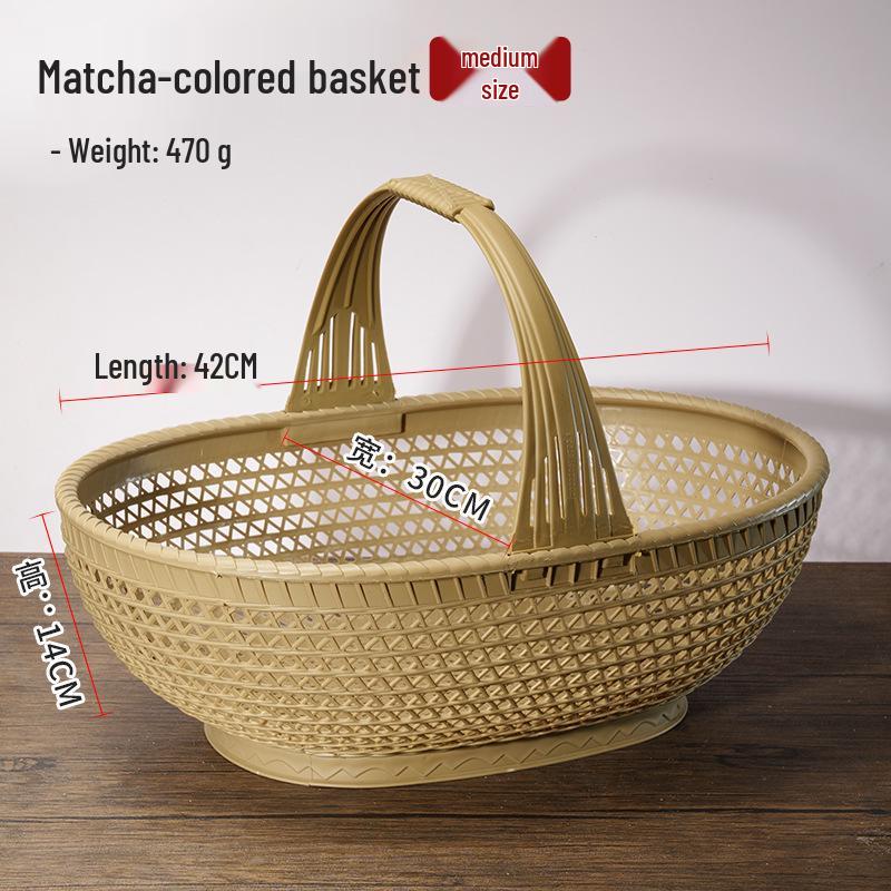 Imitation Bamboo Handheld Fruit & Veggie Basket for Outdoor Use