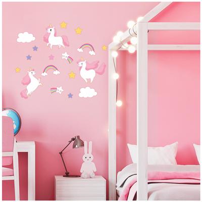 [R3417] - 3 Sheets of Stickers 'Licorne My Unicorn' Pink White - 30x13 Cm