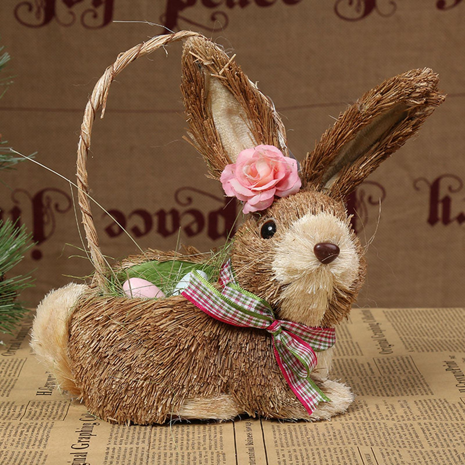 

Artificial Straw Decor Filled Eggs Animal Model Doll Sculpture for Spring Holiday Garden Table