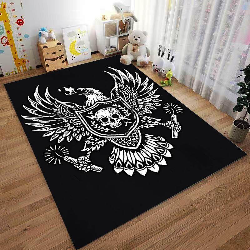 Gothic Eagle Skull Set Designed Floor Mat, Suitable As a Non-slip Mat for the Living Room or Bedroom Sofa