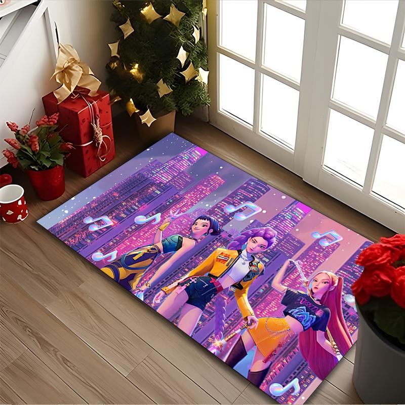 Kpop Dämonenjäger Teppich Ideal für Lesezimmer, Mehrzweck-Bürostuhl Sofa Teppich, Rutschfester Bedruckter Heimteppich