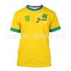 Herren T-Shirt Brasilien Fußball Nationalmannschaft Kurzarm Rundhals Feuchtigkeitsableitend Lässiges T-Shirt