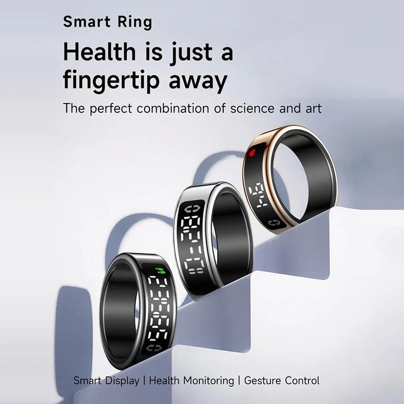 Smart Ring Men Women LED Screen Display Health Monitor Oxygen Sleep Monitoring Fitness Tracker Heart Rate Finger Rings