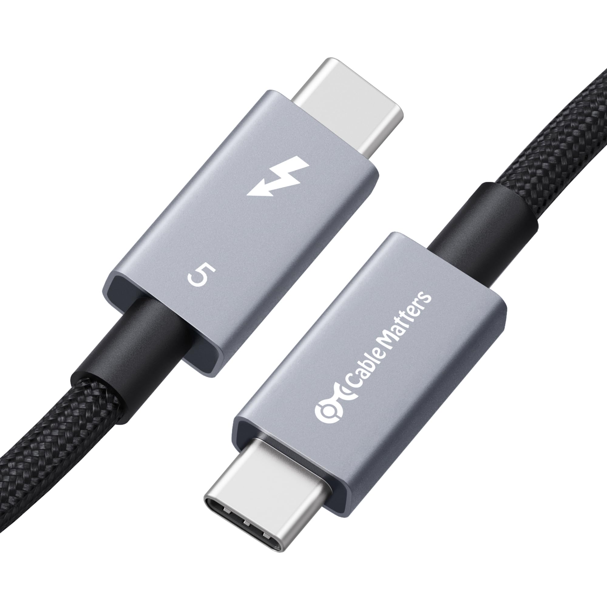 

Кабель Cable Matters 80 Гбит/с плетеный Thunderbolt 5 к 120 Гбит/с пропускная способность 240 Вт Thunderbolt 5 Thunderbolt Черный [Сертифицирован Intel] - 0,5 м, [Up Boost, чёрный