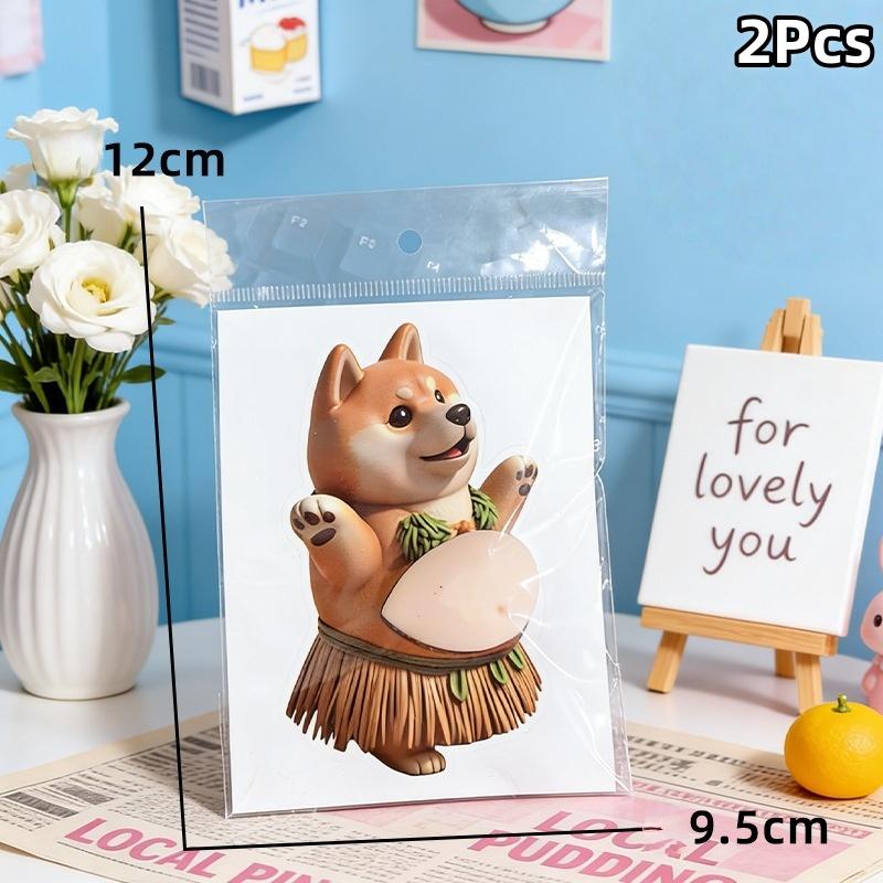New New 2Pcs Cute Puppy Sticker 3D Soft Belly Squeezeable Sticker DIY Phone Case Home Decoration Decompression Gift For Friends