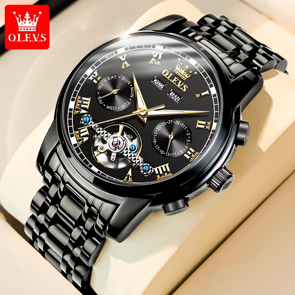OLEVS Neue Uhr Automatische mechanische Uhr Multifunktions-Herrenuhr mit großem Zifferblatt