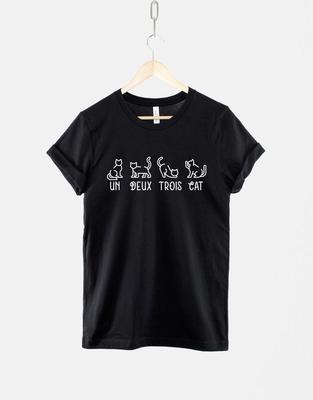 Un Deux Trois Cat Shirt, Funny French Cat T Shirt, Cute Kitty Graphic Tee, Gift for Cat Lover