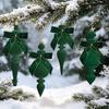 4 PCS/SET Irregular Cone Pendant Christmas Ornament Unique Flocking Hanging Xmas Tree Hanging Ornaments with Bow