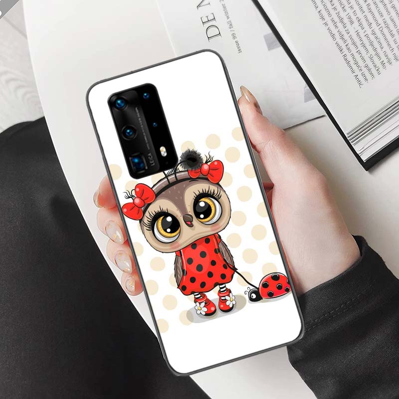 New Cute Owl Hearts Lover Christmas Phone Case For Huawei Mate 40 30 20 Pro 10 Pro Huawei P50 P40 P30 Lite P20 P10 Lite Cover