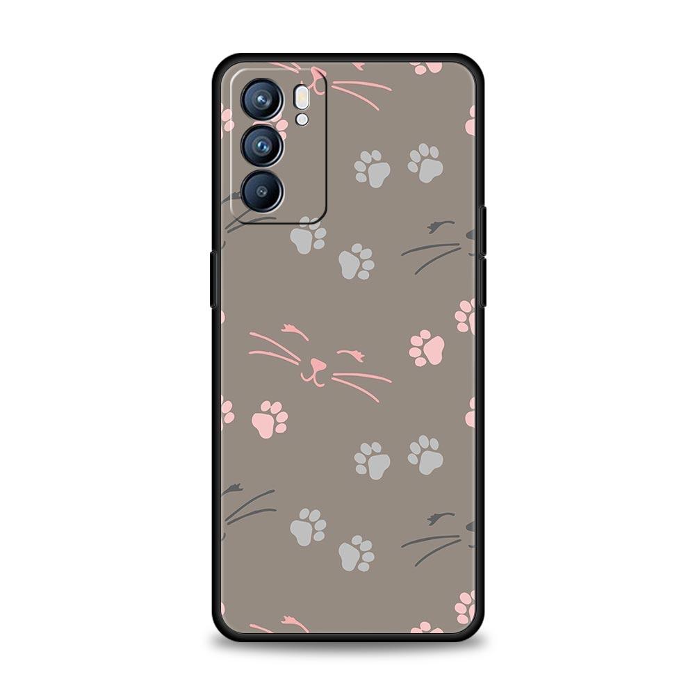 Abstract Creative Cat Line Phone Case For Oppo A17 A31 A54 A57 A78 A79 A98 Find X5 X6 Reno 10 11 12 13 F Pro 5G Soft TPU Cover