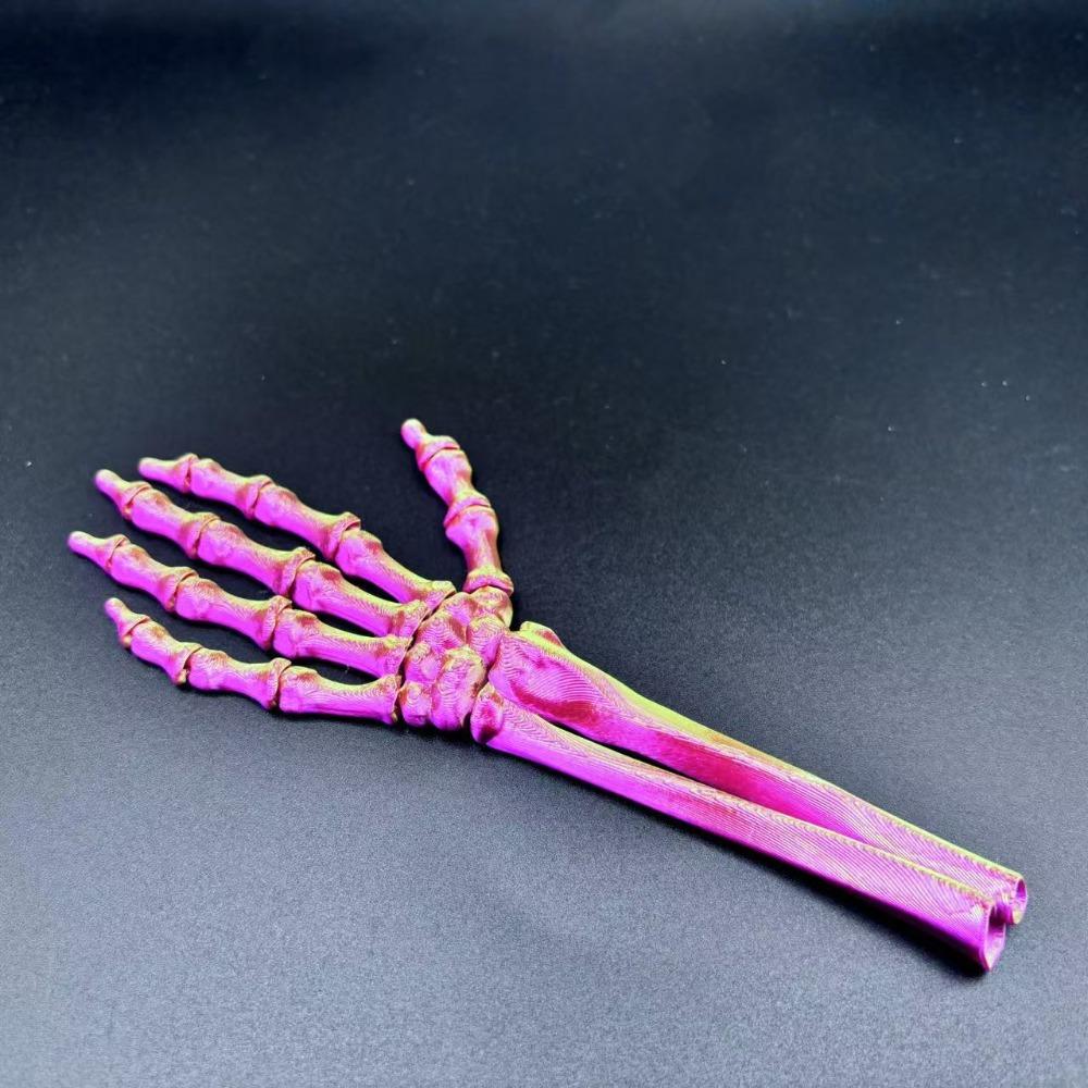 

2PCS Artificial Simulated Skeleton Palm PLA Halloween Skull Hand Halloween Party Decors рожевий червоний колір