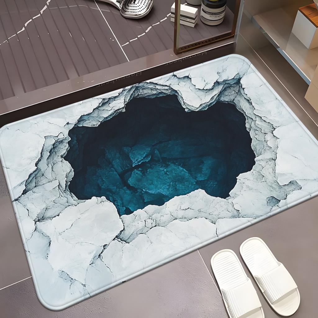 3D Illusion Rug with Deep Blue Hole Design for Home Decor Unique Floor Mat Entrance Mat Indoor Outdoor Use Skid resistant carpet
