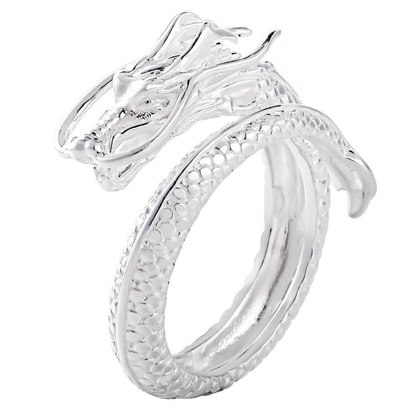 Adjustable Dragon Ring Men Women Vintage Style Open Finger Platinum Plated Geometric Zodiac Jewelry Adjustable Open Band