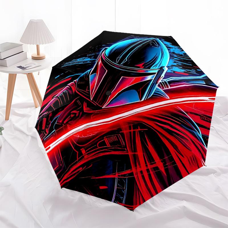 1pc Mandalorian Lightsaber Automatic Folding Umbrella, 8 Ribs for All-Season Use, Portable for Travel & Outdoor Activities 032