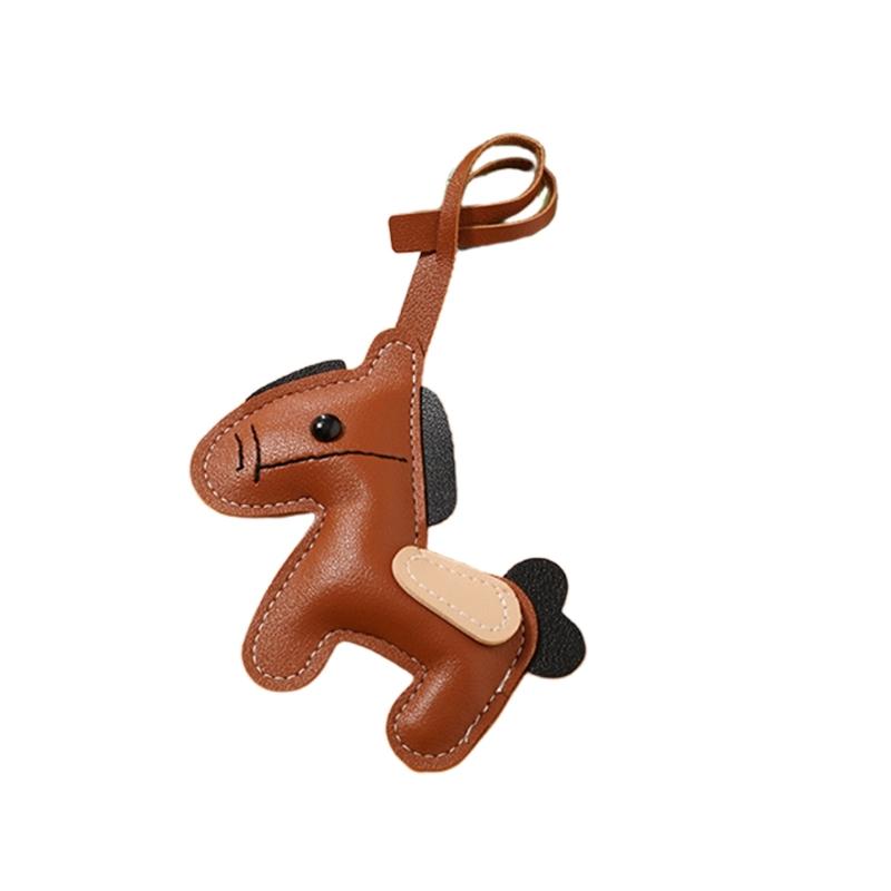 Horse Design PU Leather Key Ring Decoration Finish MultiFunctional Pendant Keychain Ornament for Keys or Zipper Pulls