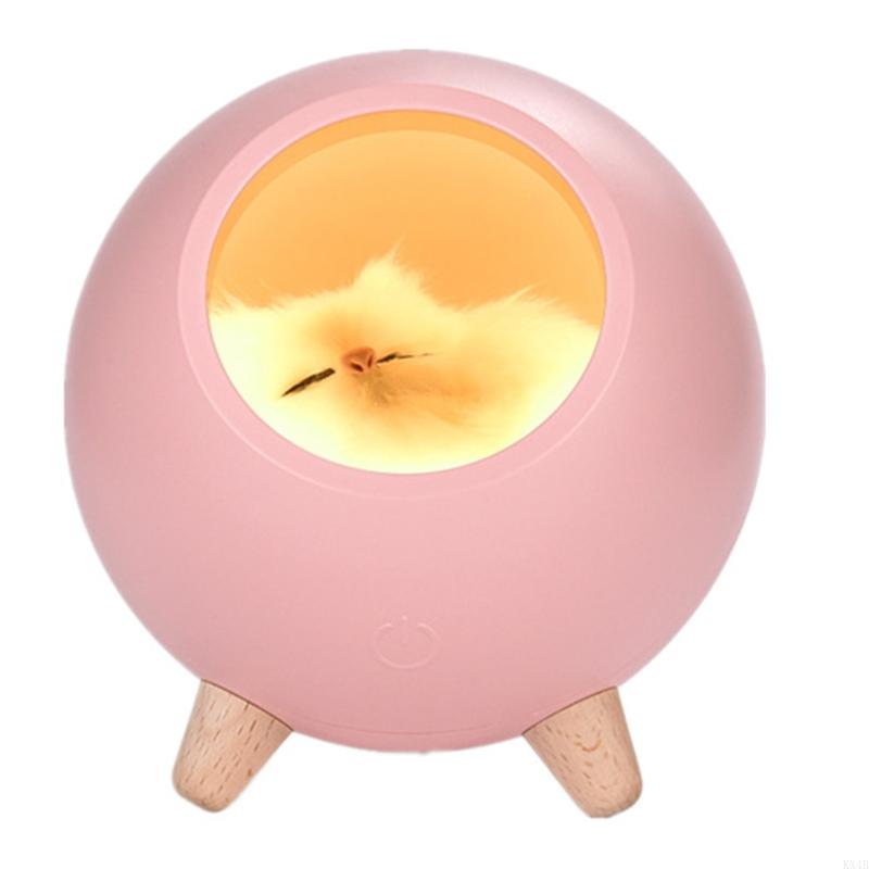 

KX4B for Cat Night Light USB Rechargeable for Touch Dimming Desktop Lamp for Home Bedroom Children Room Bedside Led Lamp рожевий