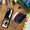 Luxury Vintage Signature Pen Calligraphy Pen for Writing Christmas Gift Quills Pen Fancy Pen Feather Calligraphy Pen Set