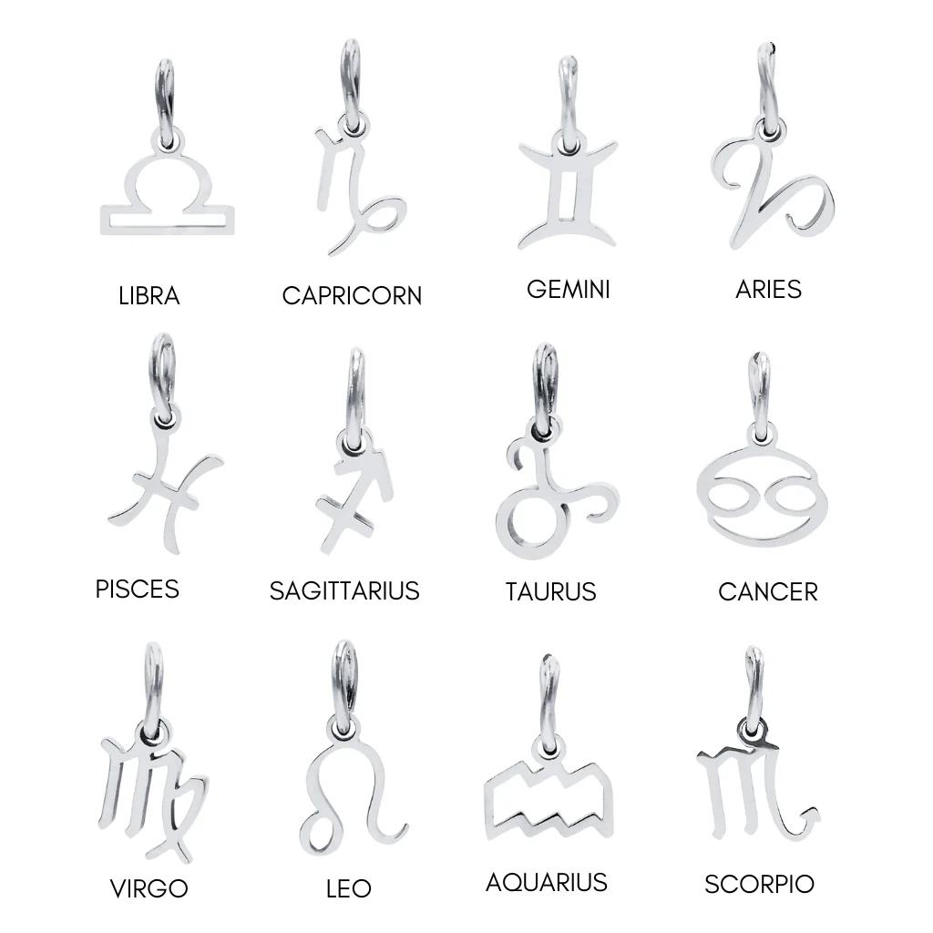 SUNIBI Stainless Steel Star Zodiac Sign 12 Constellation Pendant Accessories for Necklace Women Man Jewelry Gifts