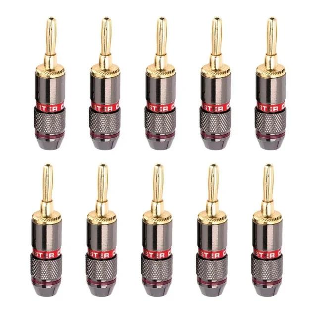 

10PCS 24K Gold-plated New HIFI BANANA PLUGS 4MM Banana Connector with Screw Lock For Audio Jack Speaker Plugs Gun Metal